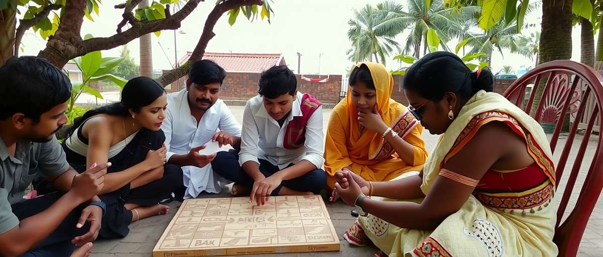 Fennel Rune Mysteries community meetup in Chennai with players dressed in traditional clothing solving puzzles together