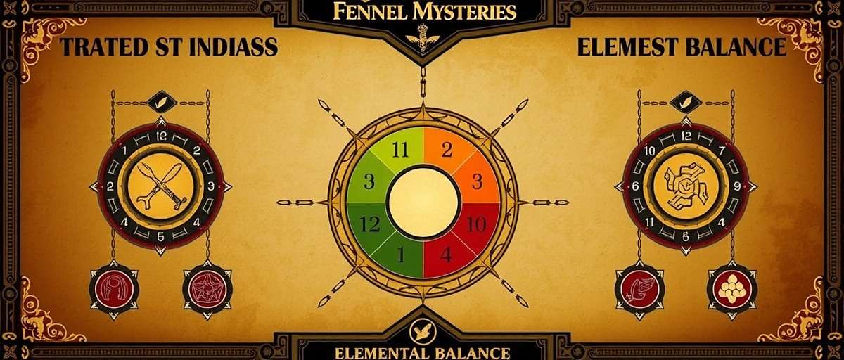 Fennel Rune Mysteries puzzle strategy diagram showing elemental balance technique used by Indian players